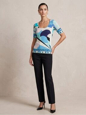 Emilio Pucci Women’s Blue Abstract Scoop Neck Top